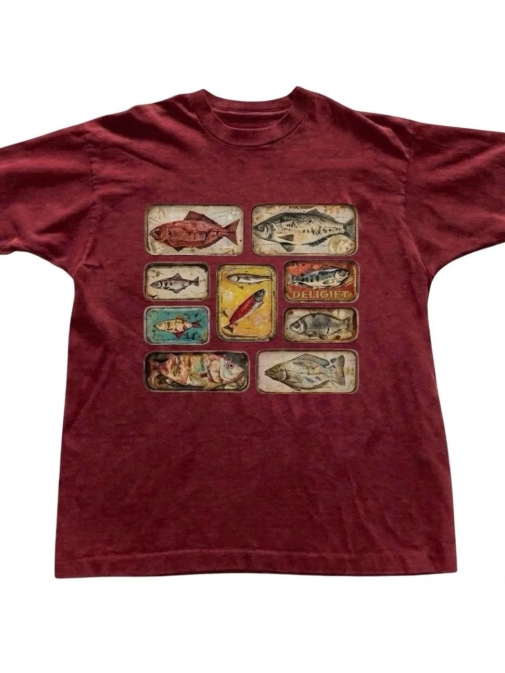 Red Short Sleeve Fish Graphic Tee